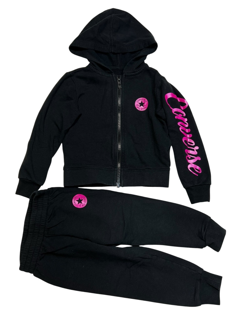 Converse‎ Black Hoodie & Joggers with Hot Pink Logos